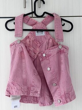 Moschino Pink Denim Cotton Overalls Corset Bustier Top